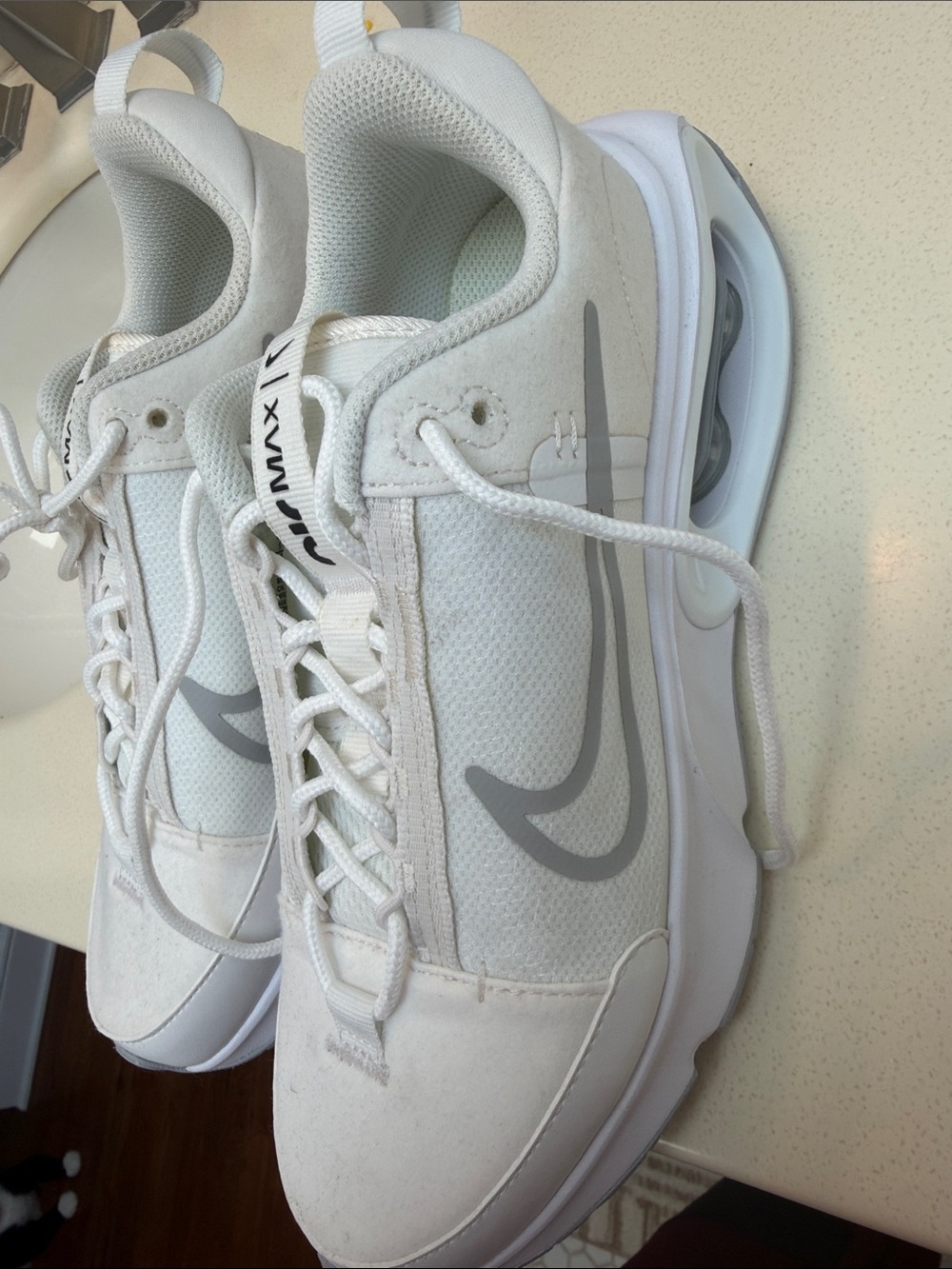 Nike Air Max White and Gray Women’s Athletic Shoes